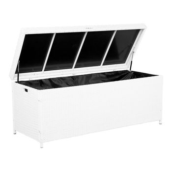 Caja De Almacenamiento Para Jardín En Ratán Sintético Blanco 158 X 63 Cm Modena - Blanco