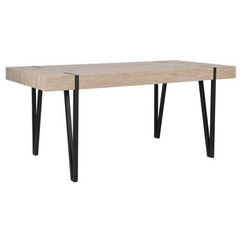 Mesa De Comedor Con Tapa De Madera Patas De Horquilla De Metal Negro 150 X 90 Cm Estilo Industrial Rectangular Adena - Madera Clara