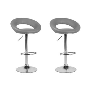 en.casa]® Set De 2 Taburetes De Barra Cocina Comedor - 102,5 X 46,5 X 51cm  - Juego De Sillas Altas De Imitación Ante Pu - Patas De Metal - Gris Oscuro  con