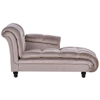 Chaise Longue Tapizado En Tela De Poliéster Gris Pardo Con Patas Negras Diseño Moderno Acolchado Lormont - Marrón