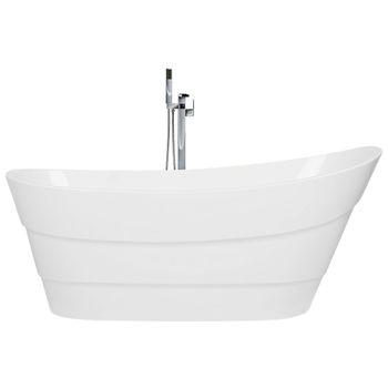 Bañera Independiente De Acrílico Sanitario Blanco Individual 170 X 73 Cm Diseño Moderno Ovalado Buenavista - Blanco