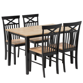 Conjunto De Comedor Negro Para 4 Personas 120x75 Cm Houston