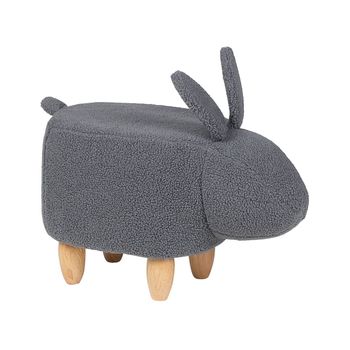 Puf Animal Taburete Para Niños Tejido De Poliéster Gris Patas De Madera Reposapiés Bunny - Gris