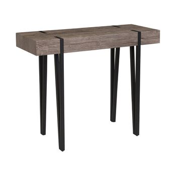 Consola Tablero Madera Oscura Patas Horquilla De Metal Negro 100 X 40 Cm Estilo Industrial Rectangular Adena - Madera Oscura