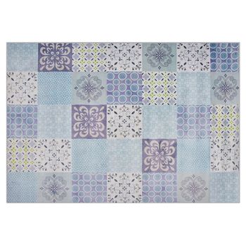 Alfombra De Tela Multicolor 140 X 200 Cm Patchwork Rectangular Coastal Inkaya - Gris