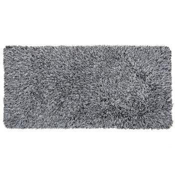 Alfombra Peluda Blanca De Pelo Largo 80 X 150 Cm Rectangular Con Mechones De Algodón Cide - Negro