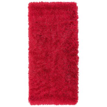 Alfombra Peluda Roja De Pelo Largo 80 X 150 Cm Rectangular Con Mechones De Algodón Cide - Rojo