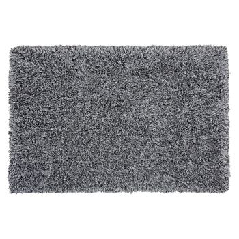 Alfombra Peluda Blanca De Pelo Largo 140 X 200 Cm Rectangular Con Mechones De Algodón Cide - Negro