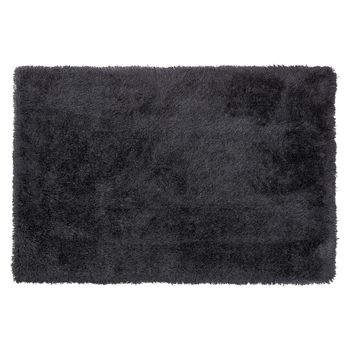 Alfombra Peluda Negra De Pelo Largo 140 X 200 Cm Rectangular Con Mechones De Algodón Cide - Negro