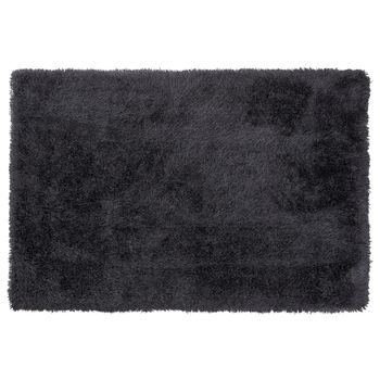 Alfombra Peluda Negra De Pelo Largo 160 X 230 Cm Rectangular Con Mechones De Algodón Cide - Negro