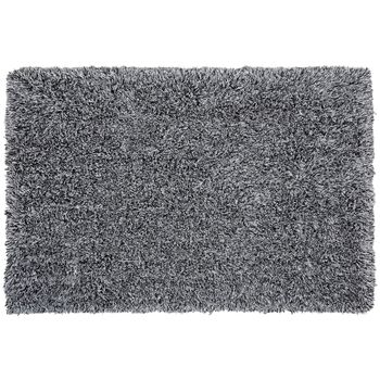 Alfombra Peluda Blanco Y Negro De Pelo Largo 200 X 300 Cm Rectangular Con Mechones De Algodón Cide - Negro