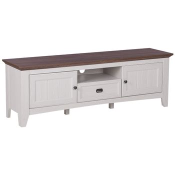 Soporte Para Tv Color Crema Con Madera Oscura Para Tv De Hasta 75ʺ Con Estante Cajones 2 Gabinetes Nashville - Blanco