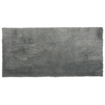 Alfombra Gris Claro 80 X 150 Cm Poliéster Hecho A Mano Pelo Largo Evren - Gris