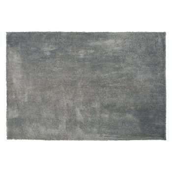 Alfombra Gris Claro 140 X 200 Cm Poliéster Hecho A Mano Pelo Largo Evren - Gris