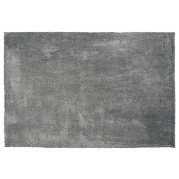 Alfombra Gris Claro 160 X 230 Cm Poliéster Hecho A Mano Pelo Largo Evren - Gris