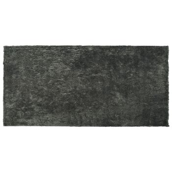 Alfombra Gris Oscuro 80 X 150 Cm Poliéster Hecho A Mano Pelo Largo Evren - Gris