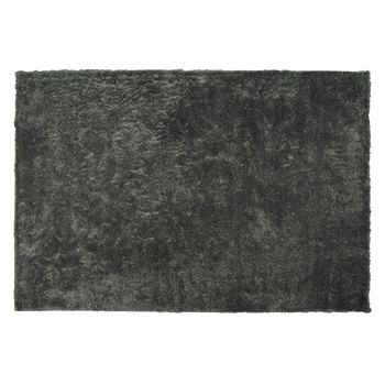 Alfombra Gris Oscuro 140 X 200 Cm Poliéster Hecho A Mano Pelo Largo Evren - Gris