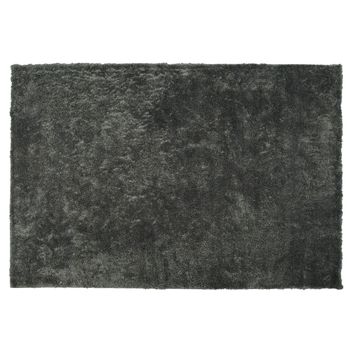 Alfombra Gris Oscuro 160 X 230 Cm Poliéster Hecho A Mano Pelo Largo Evren - Gris