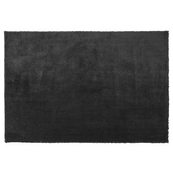 Alfombra Negra 160 X 230 Cm Poliéster Hecho A Mano Pelo Largo Evren - Negro