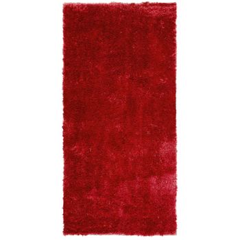 Alfombra Roja 80 X 150 Cm Poliéster Hecho A Mano Pelo Largo Evren - Rojo