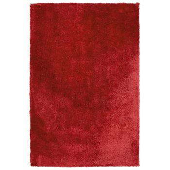 Alfombra Roja 160 X 230 Cm Poliéster Hecho A Mano Pelo Largo Evren - Rojo