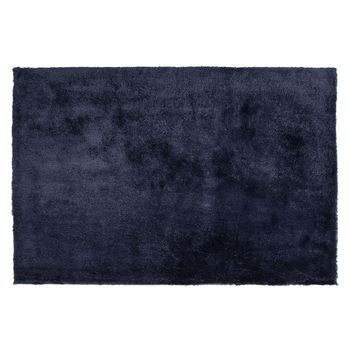 Alfombra Azul Oscuro 140 X 200 Cm Poliéster Hecho A Mano Pelo Largo Evren - Azul