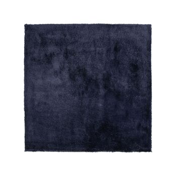 Alfombra Azul Oscuro 200 X 200 Cm Poliéster Hecho A Mano Pelo Largo Evren - Azul