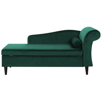 Chaise Longue Tapizado En Terciopelo Verde Con Almacenamiento Versión Derecha Luiro - Verde