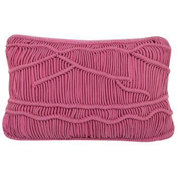 Cojín Decorativo De Algodón Rosa Macramé 30 X 50 Cm Cuerda Decoración Boho Retro Kiris - Rosa