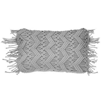 Cojín Decorativo De Algodón Macramé Gris 30 X 45 Cm Con Borlas Cuerda Decoración Boho Retro Kirikkale - Gris