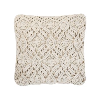 Cojín Decorativo De Algodón Beige Macramé 45 X 45 Cm Cuerda Boho Retro Esenkoy - Beige