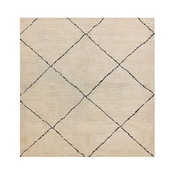 Alfombra De Poliéster Beige Negro 200 X 200 Cm Patrón Geométrico Moderno Mutki - Beige