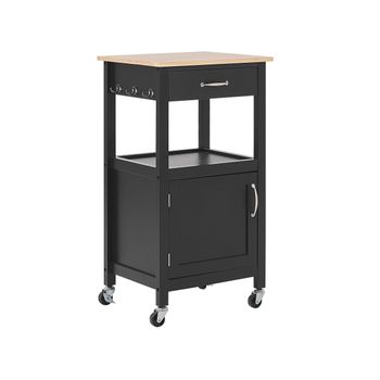 Carrito Auxiliar de Cocina con un cajón y una Puerta L63 x P46 x H88 cm  Negro FKW98-SCH SoBuy ES