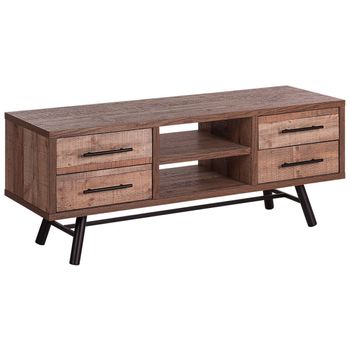 Soporte Para Tv Madera Clara Hasta 57ʺ Recomendado Para Tv 2 Estantes 4 Cajones Minimalista Atlanta - Madera Clara