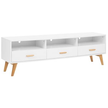 Mueble De Tv De Aglomerado De Madera Homcom 140x30x32cm-blanco Negro con  Ofertas en Carrefour