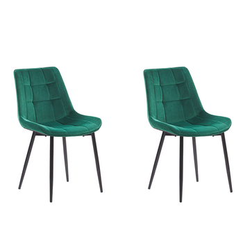 Conjunto De 2 Sillas De Comedor De Terciopelo Verde Melrose