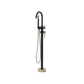 Grifo De Baño Mono Mando De Latón Negro Con Dorado Con Ducha De Mano Bañera Independiente Moderno Tugela - Negro