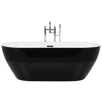 Bañera Independiente De Acrílico Sanitario Blanco Individual 170 X 79 Cm Diseño Moderno Ovalado Carrera - Negro