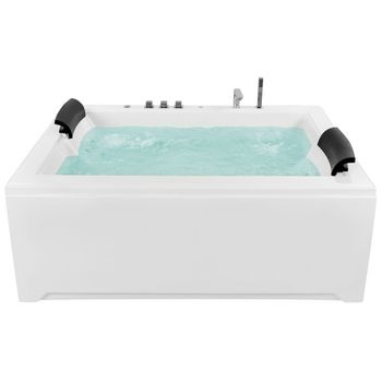 Bañera De Hidromasaje Recta De Acrílico Sanitario Blanco 183 X 142 Cm Para 2 Personas Estilo Moderno Salamanca - Blanco