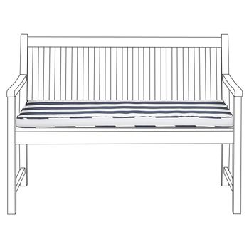 Cojín De Asiento Para Exterior Colchón Para Banco Resistente Al Agua Poliéster Azul Y Blanco 112 X 54 Cm Jardín Vivara - Azul