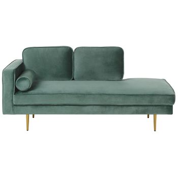 Chaise Longue Tapizado En Terciopelo Verde Menta Versión Izquierda Patas De Metal Diseño Moderno Miramas - Verde