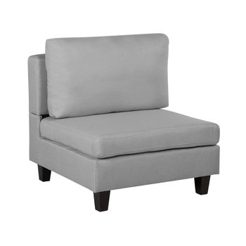 Módulo De 1 Asiento Sillón Tapizado De Tela Gris Claro Acolchado Sala De Estar Moderno Fevik - Gris