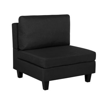 Módulo De 1 Asiento Sillón Tapizado De Tela Negra Acolchado Sala De Estar Moderno Fevik - Negro