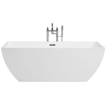 Bañera Independiente Blanca De Acrílico Sanitario Rectangular Diseño Moderno Minimalista Cabruna - Blanco