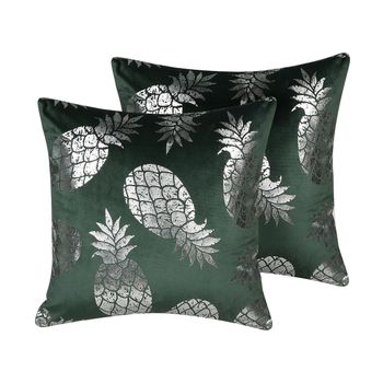 Conjunto De Cojines Decorativos Con Patrón De Piña Verde 45 X 45 Cm Decoración Glamour Astilbe - Verde