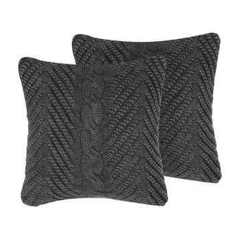 Conjunto De Cojines Decorativos De Punto Grises 45 X 45 Cm Crochet Boho Retro Konni - Gris