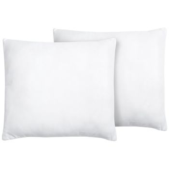 Conjunto De 2 Almohadas De Poliéster Blanco 80 X 80 Cm Perfil Bajo Microfibra Relleno Suave Errigal - Blanco