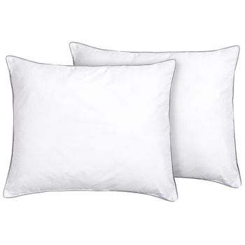 Conjunto De 2 Almohadas De Algodón Blanco Plateado 50 X 60 Cm Poliéster Pelister - Blanco