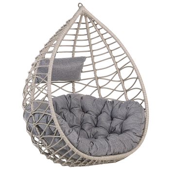 Silla Colgante De Ratán Gris Con Marco De Metal Para Interior Y Exterior Cesta Arsita - Gris