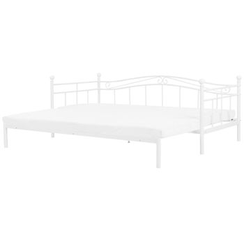 Cama De Metal Blanco 80-160 X 200 Cm Con Somier Extensible Estilo Moderno Tulle - Blanco